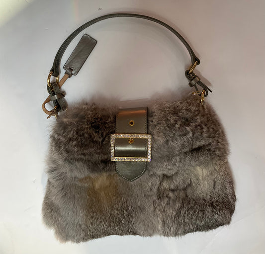 Aqua Madonna Vintage Rabbit Fur Purse