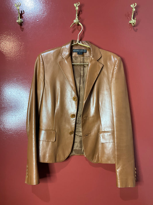Ralph Lauren Brown Leather Jacket XS