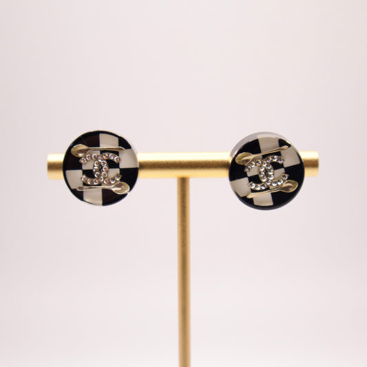 Chanel Checkered Spoon Earrings
