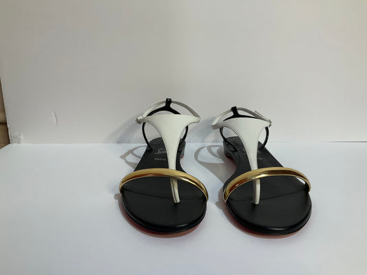 Louboutin Black/White 38 1/2 Athinita Flat