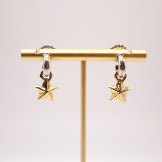 James Reid Silver/Gold Star Dangle Earrings