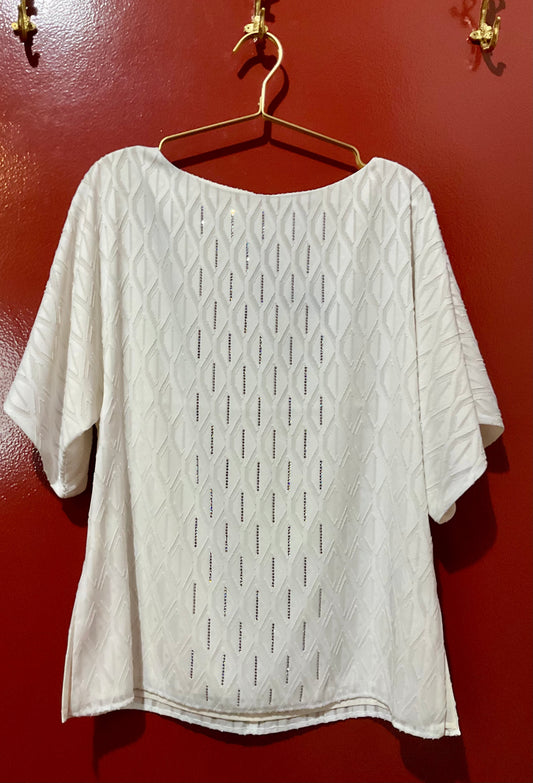 St. John White Top W/ Rhinestone S