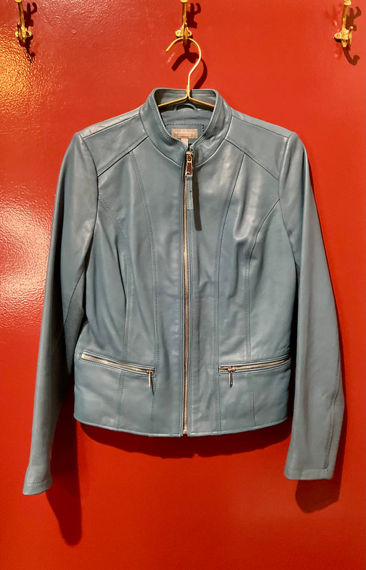 Neiman Marcus Blue Leather Jacket S