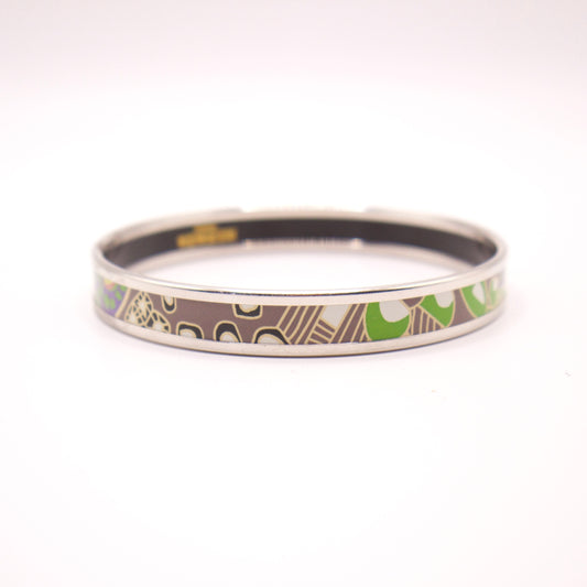 Hermes Narrow Green & Silver Bangle