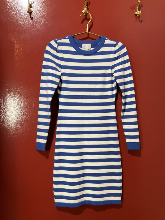 Milly Blue & White Stripped Knit Dress XS