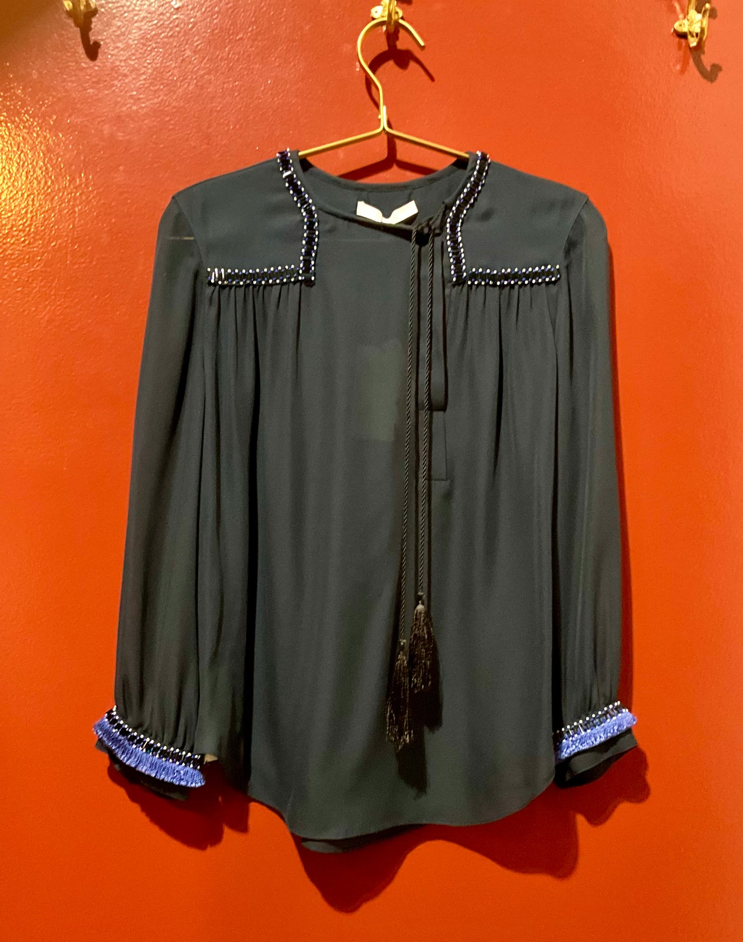 Derek Lam Crosby Blue Embellished Silk Top 4