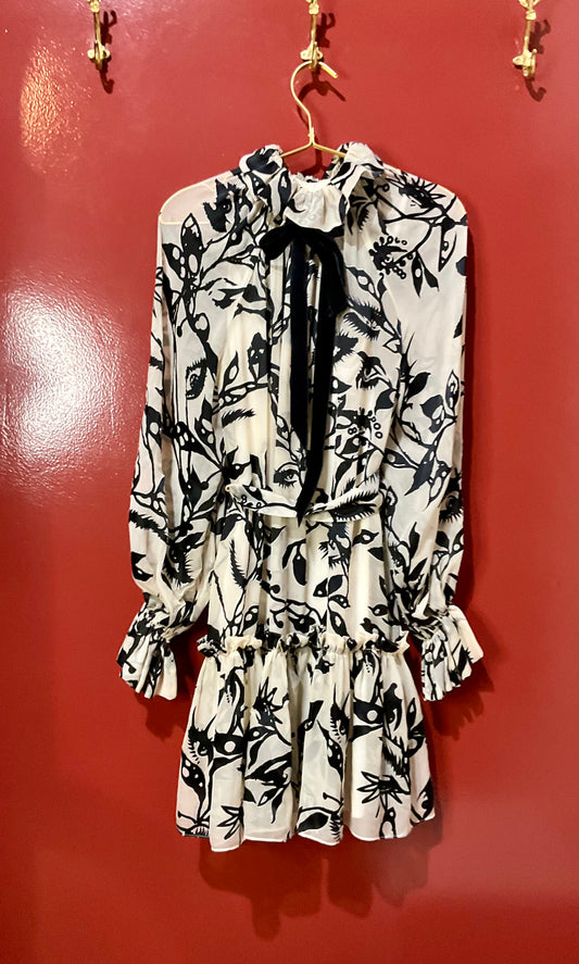 Zimmerman Sheer Dress Blk&Wht W/Tie 0