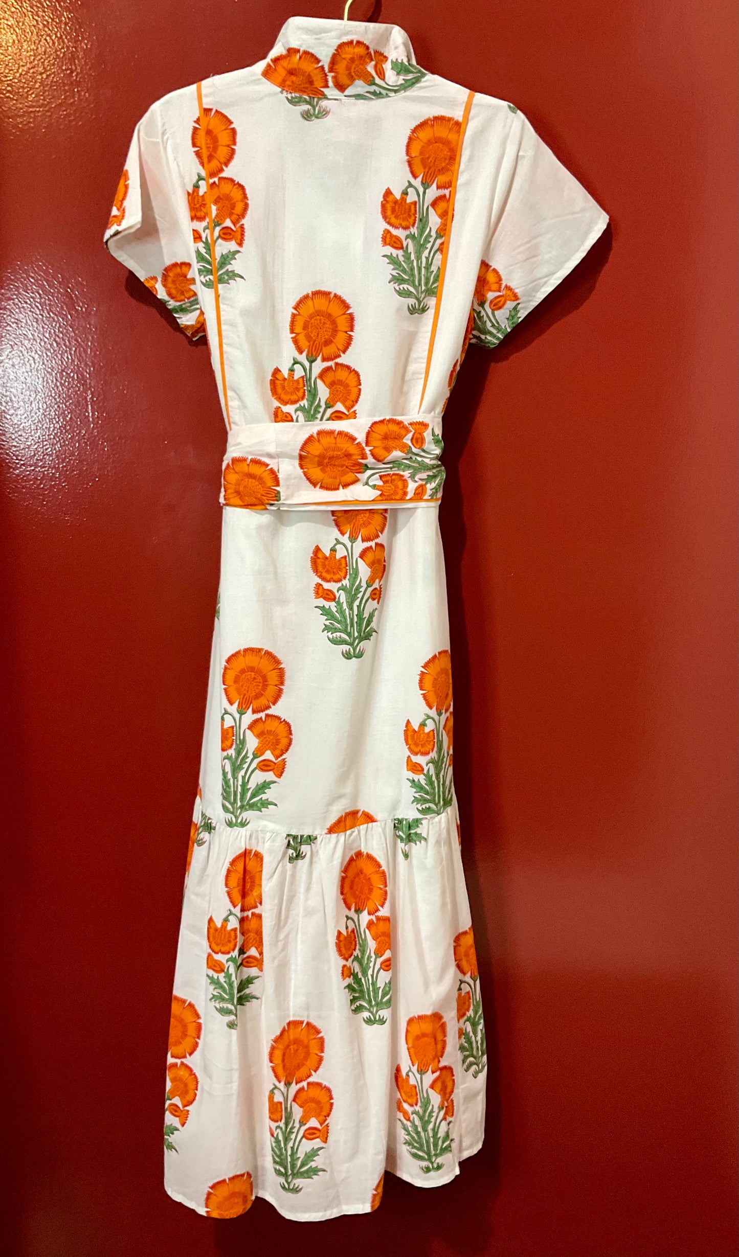 Victoria Dunn Orange Floral Long Dress XS