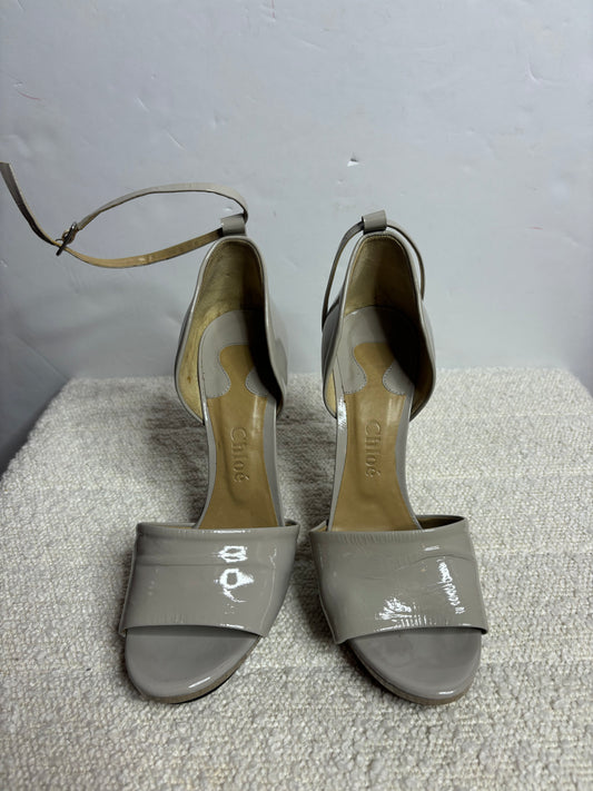 Chloe Patent Beige Sandals