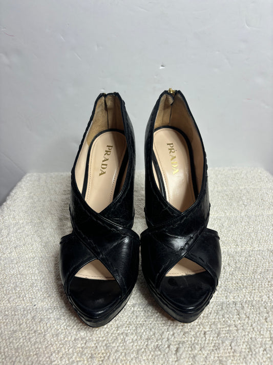 Prada Black Zip Heel 37 1/2
