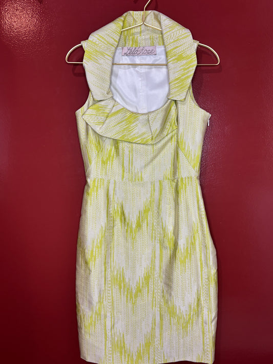 Lela Rose Green and Cream Dress