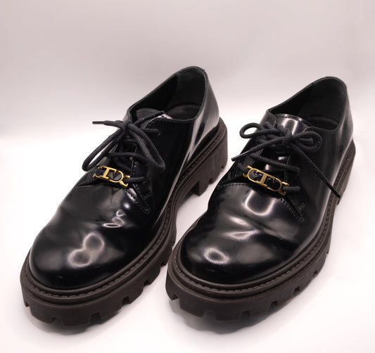 Tods Black Patent Loafers 37