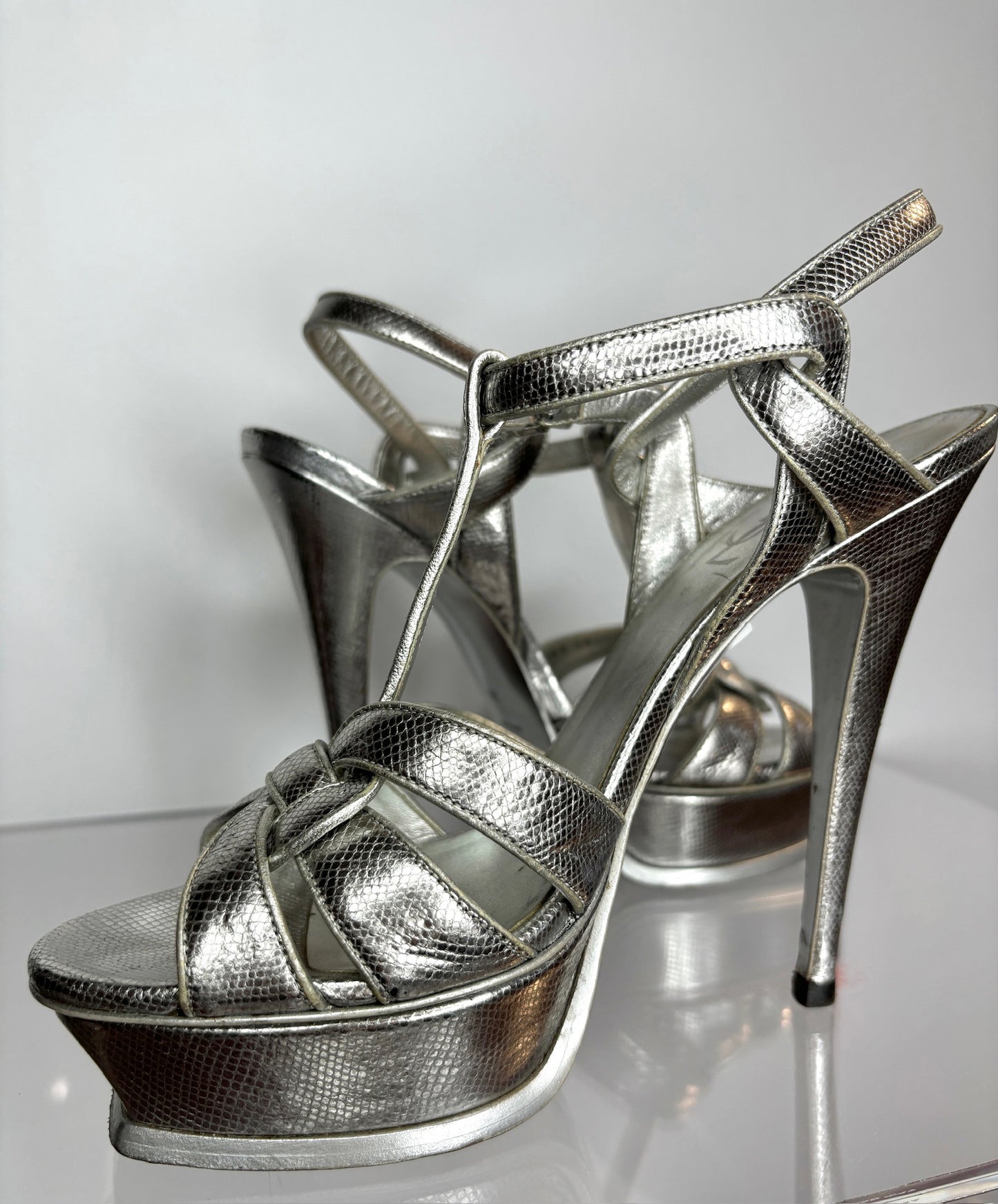 YSL Heels Platform Silver 39