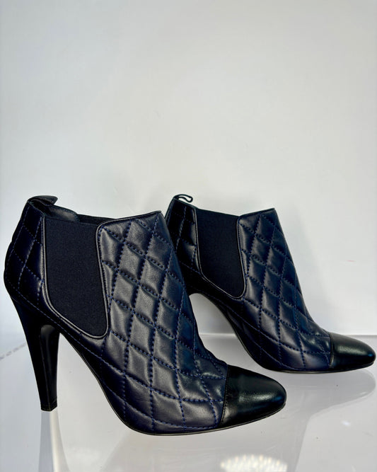 Chanel Navy Bootie Quilted Size 38