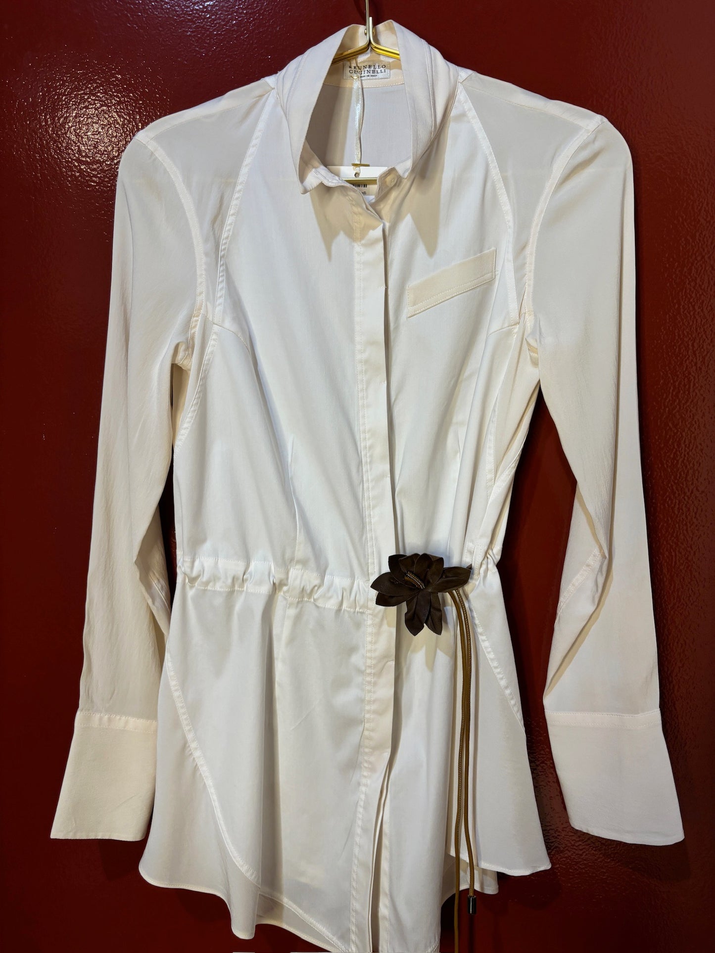 Brunello Cucinelli Button Down Ivory Flower XS/S