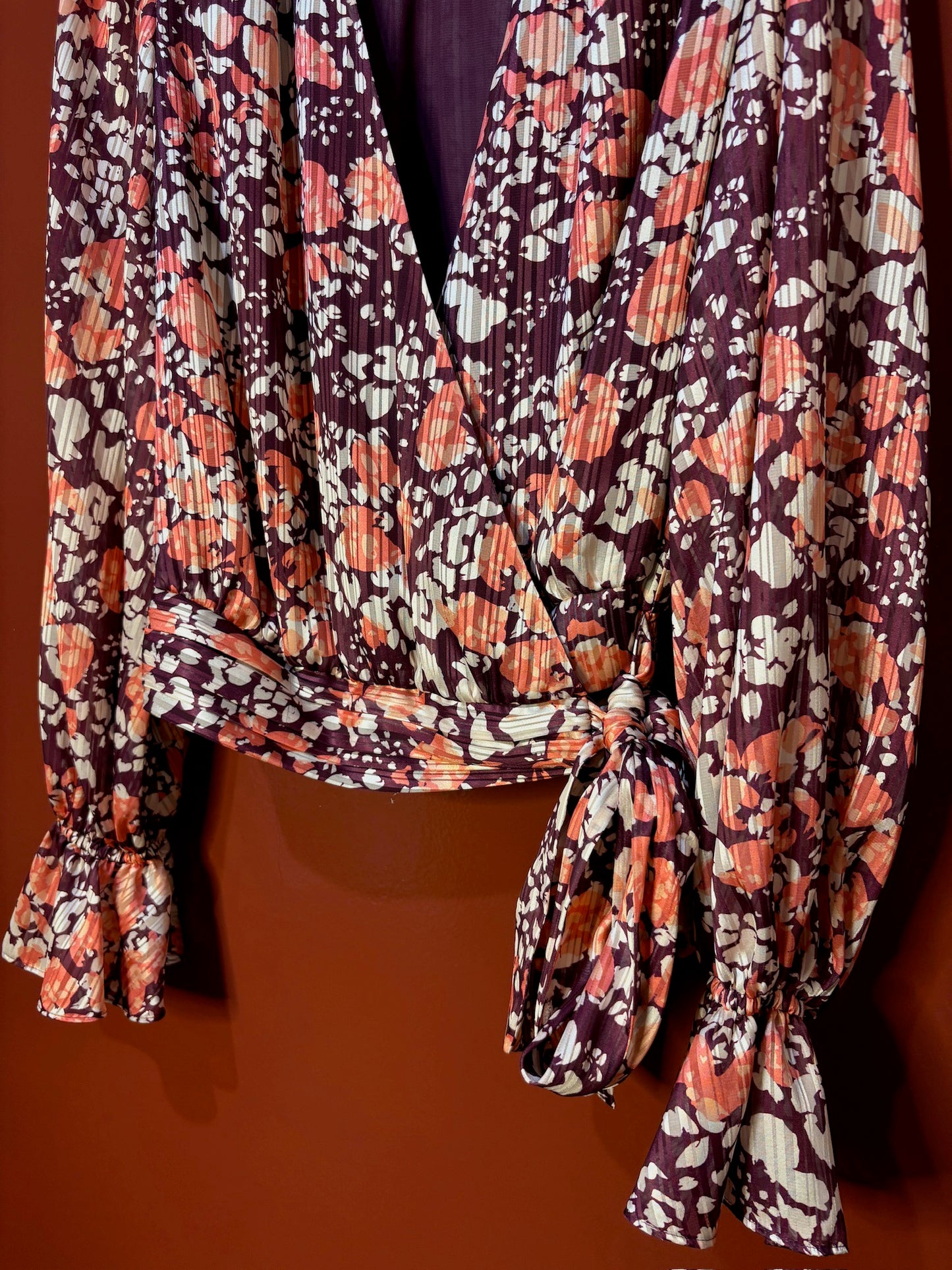 Ramy Brook Floral Wrap Shirt L