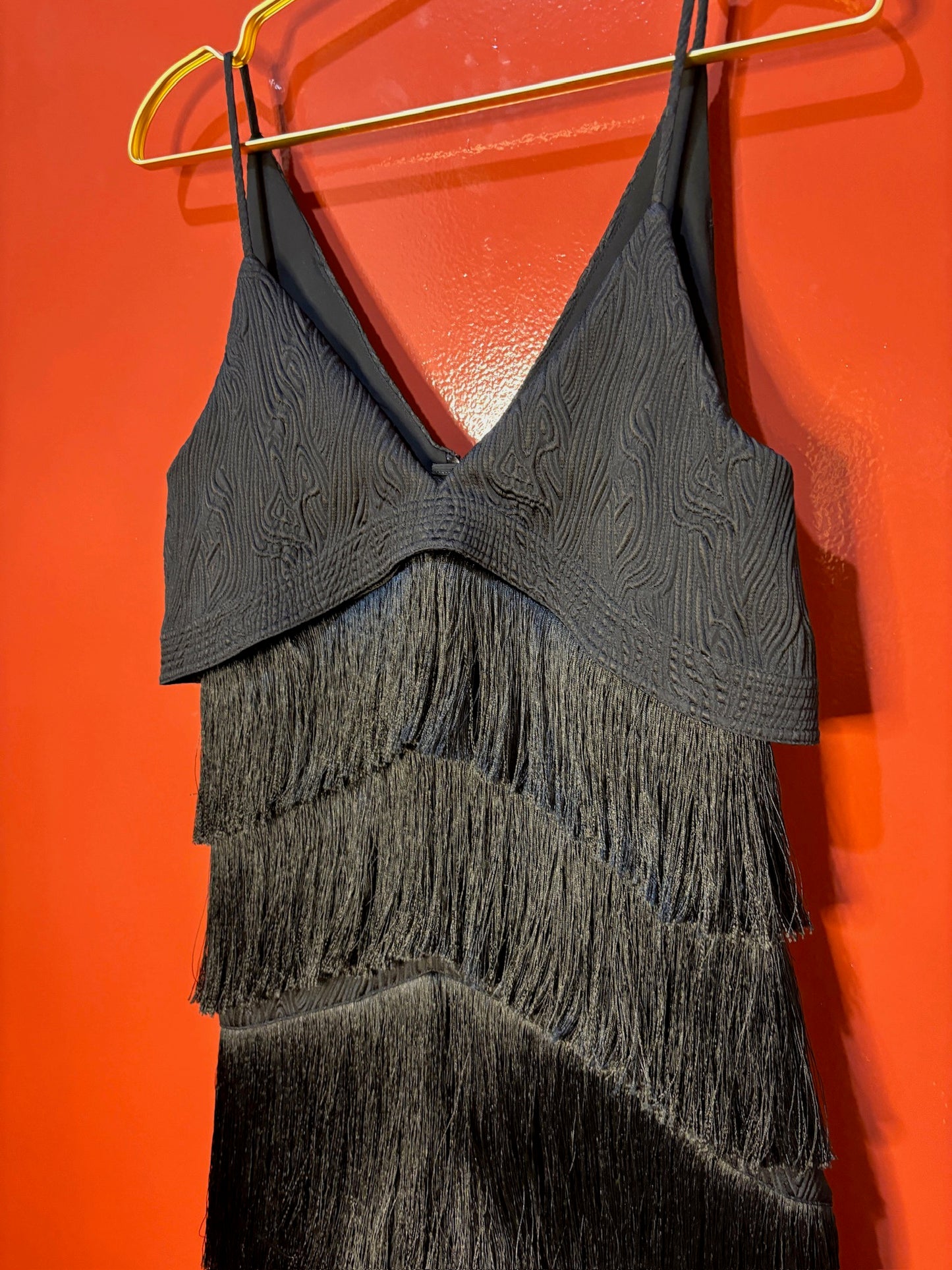 Alexis Black Fringe Romper S