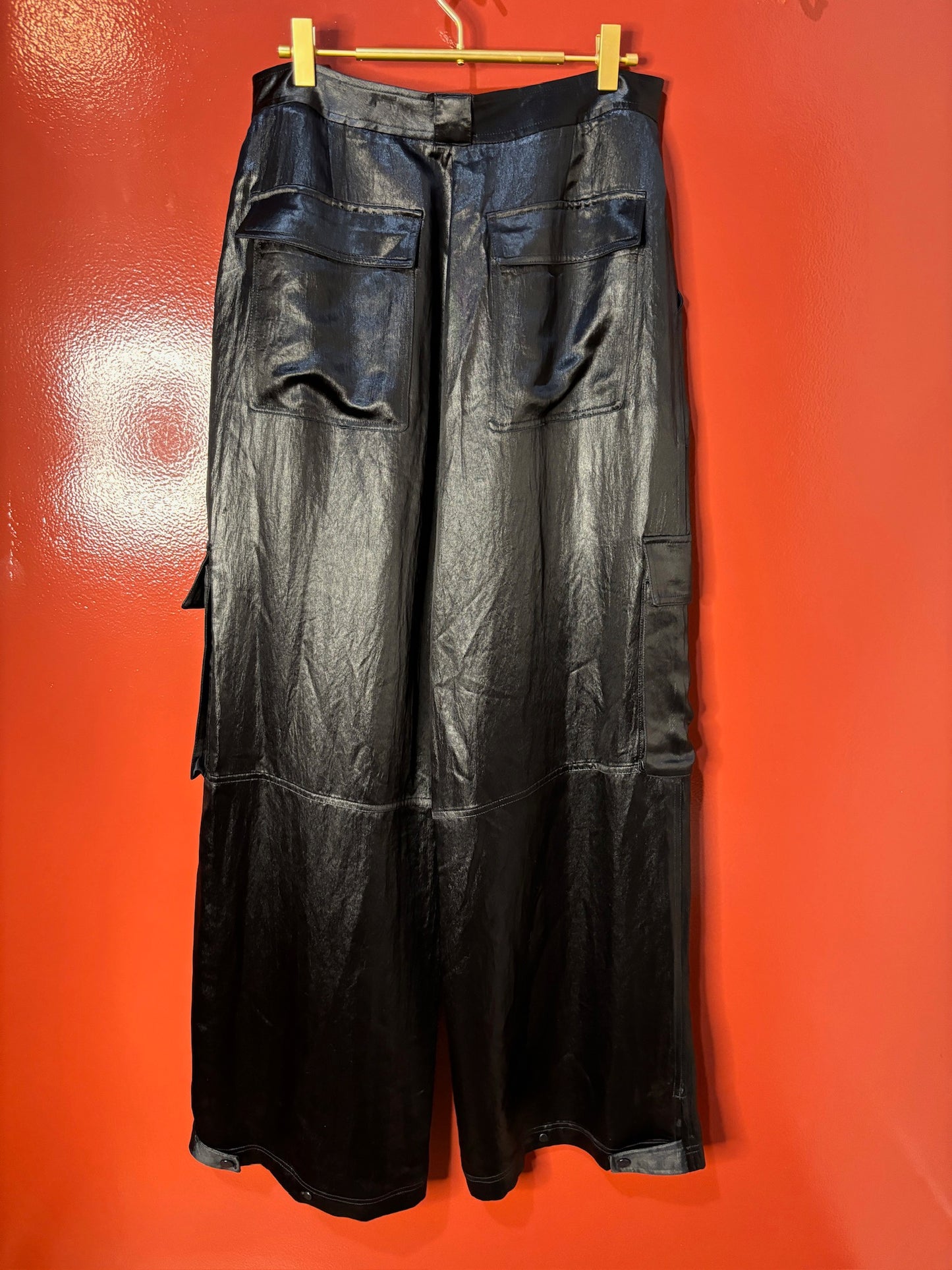 Simkhai Wide Leg Black Cargo Pants L