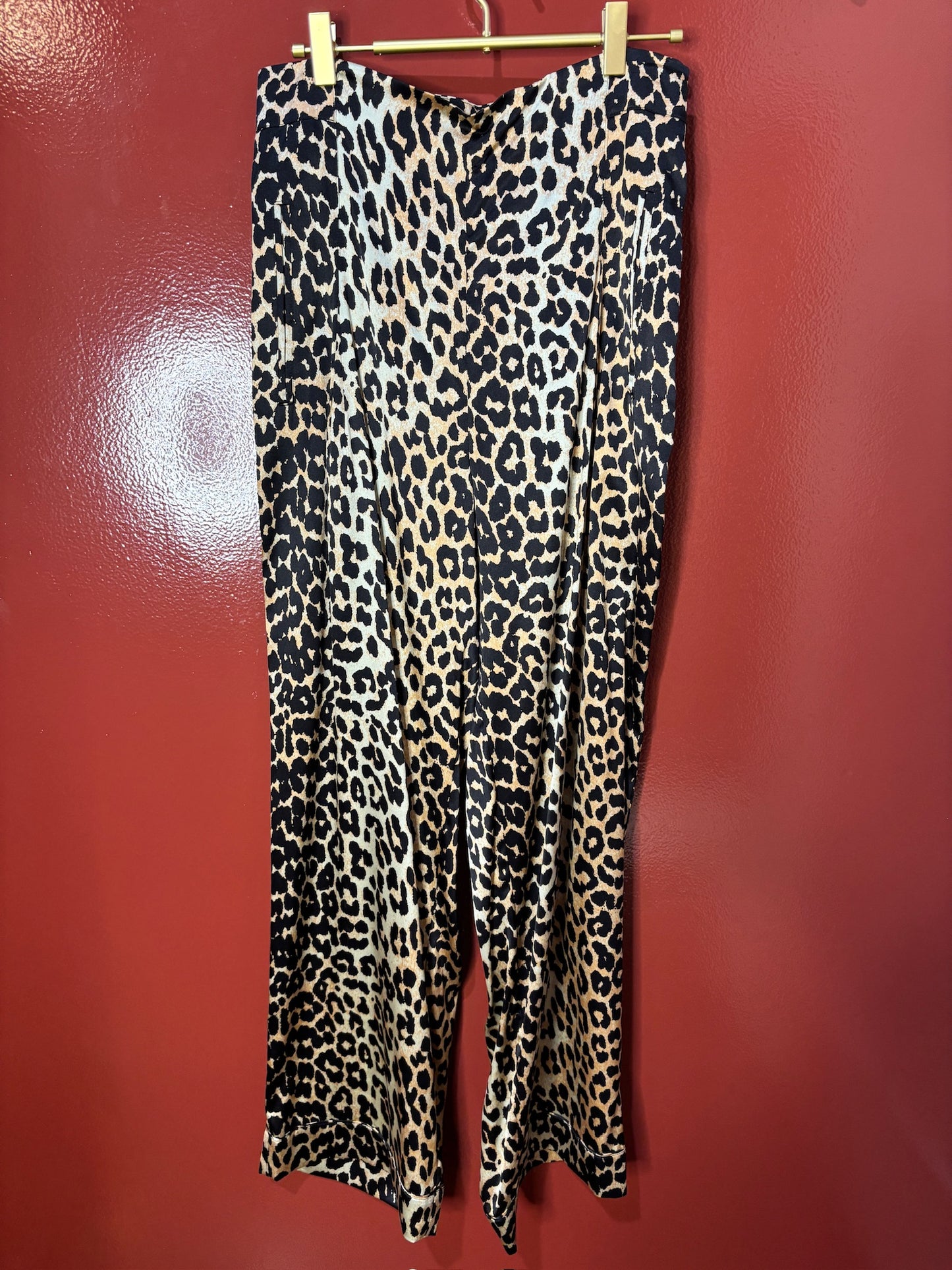 Ganni Leopard Silk Pants 8