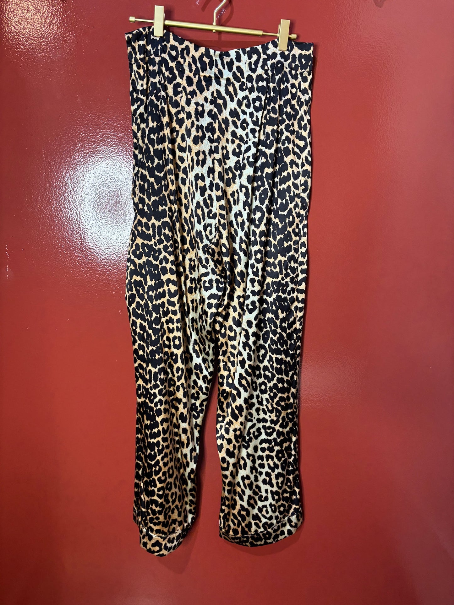 Ganni Leopard Silk Pants 8