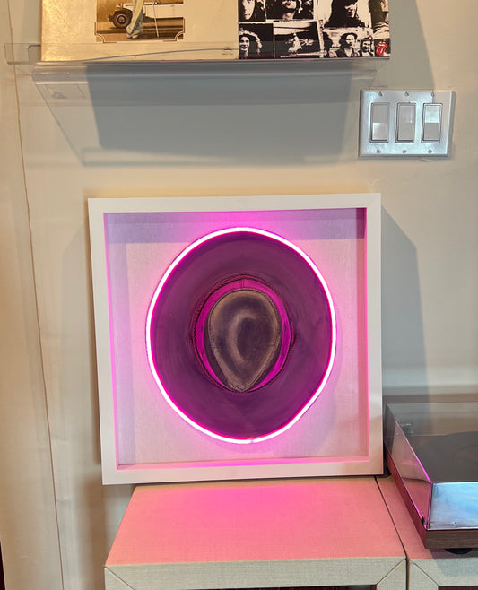 Framed Hat With Purple Neon Light
