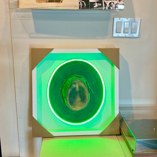 Framed Hat Green Neon Light