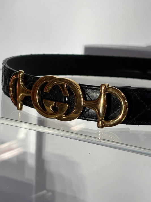 Gucci Horsebit Buckle Quilted Belt 34