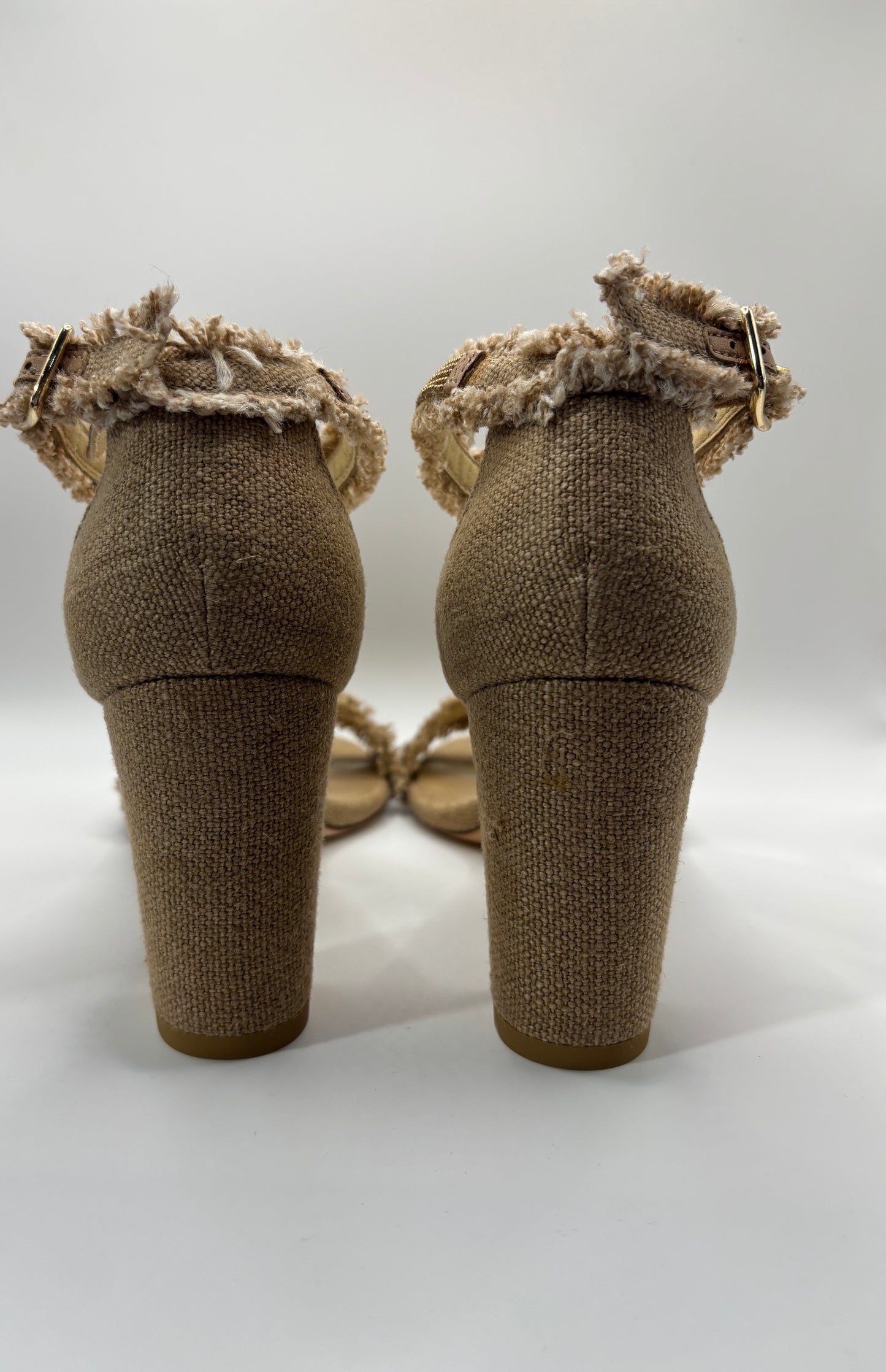 Stuart Weitzman Nudist Chain Canvas Heels 8