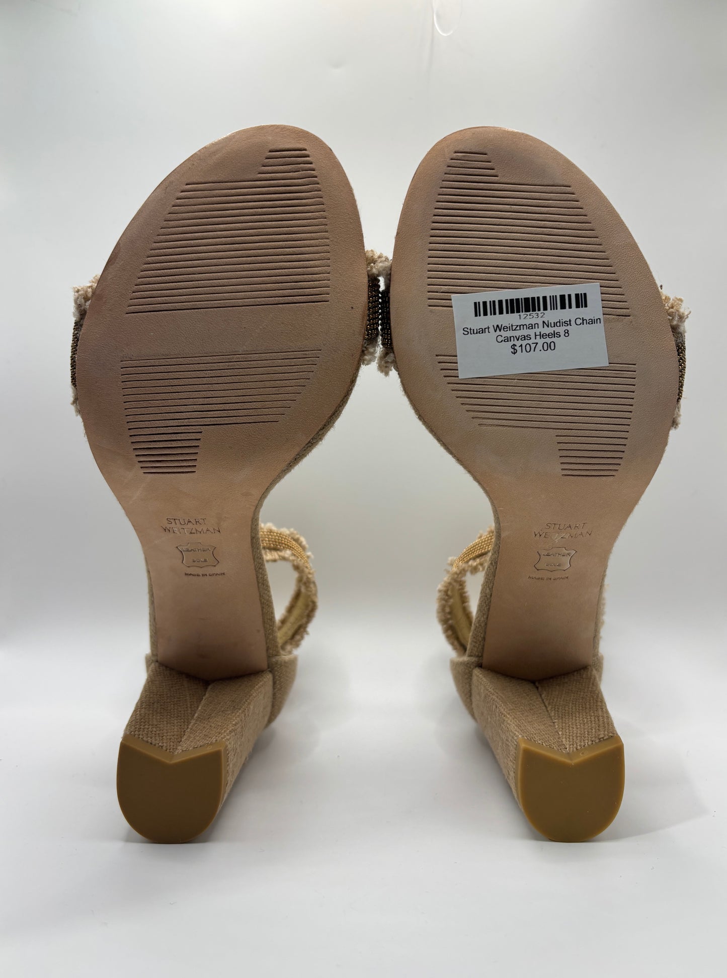 Stuart Weitzman Nudist Chain Canvas Heels 8