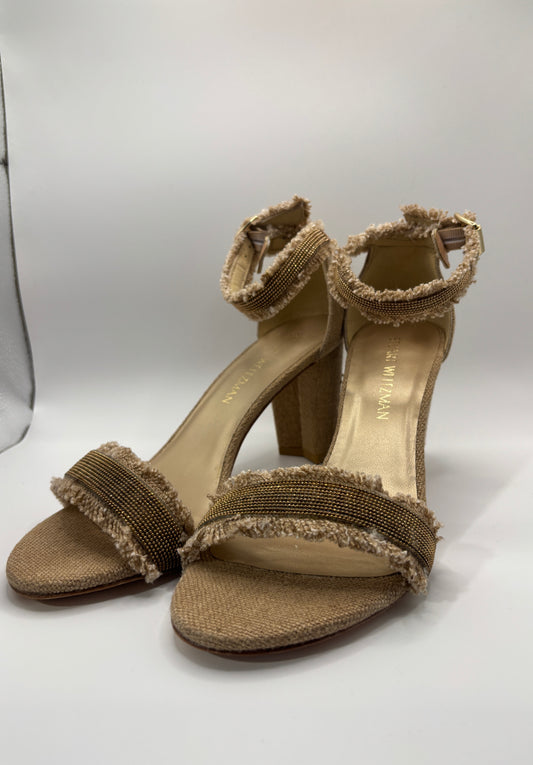Stuart Weitzman Nudist Chain Canvas Heels 8