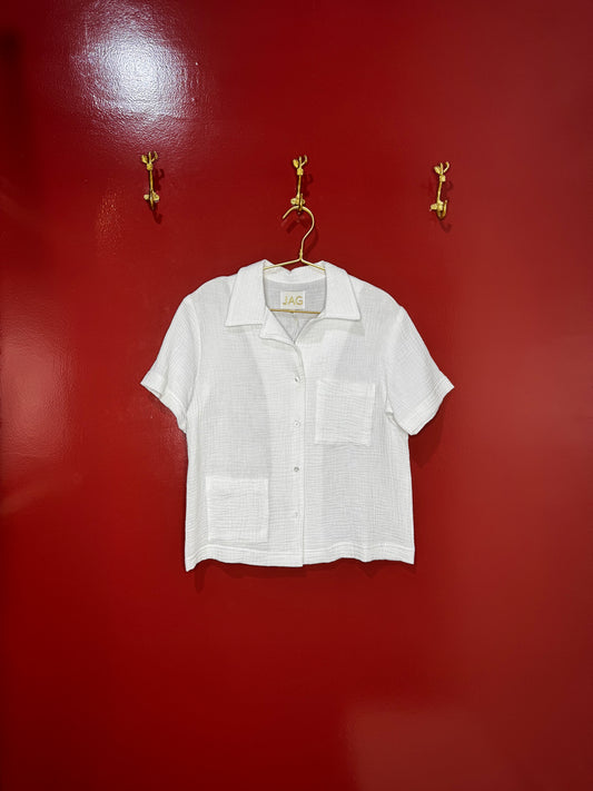 Jag White Short Sleeve Crop Top S/M