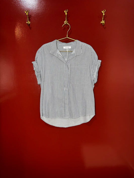Frame Blue and White Striped Shirt S