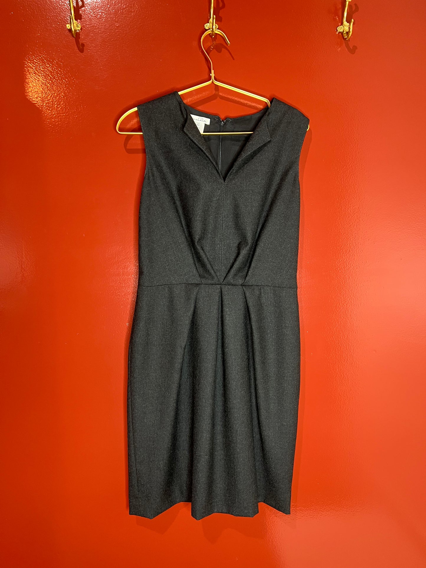 Oscar De La Renta Grey Wool Sleeveless Dress W/ Jacket S/8