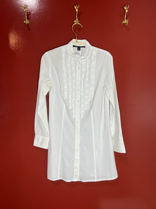 Insight Button Down White Tunic With Ruffle 6