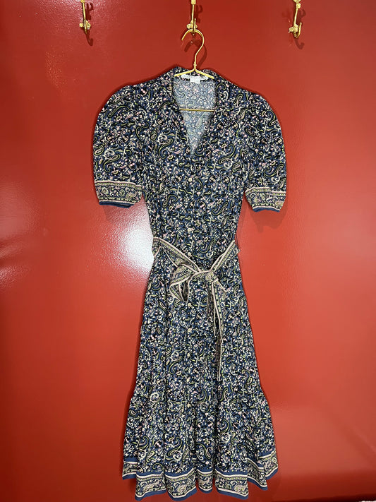 Veronica Beard Navy Print Ruffle Dress 2