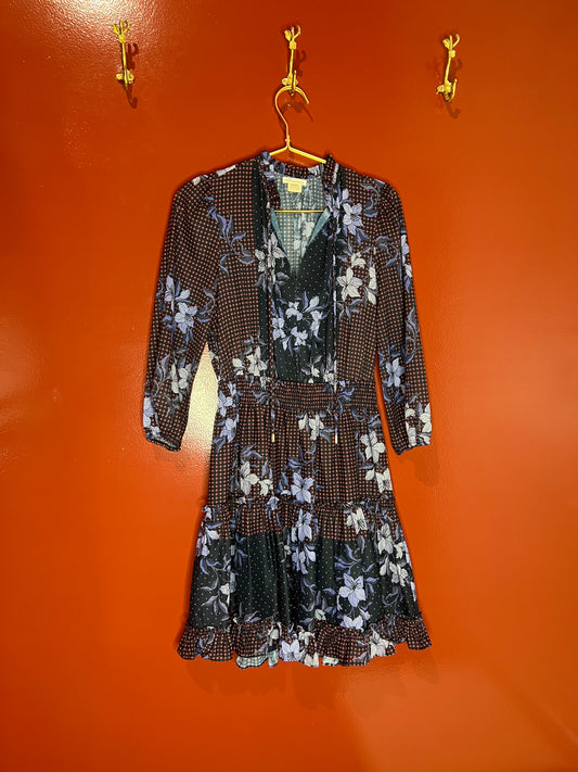 Shoshana Navy/Lt Blue Ruffle Dress 2