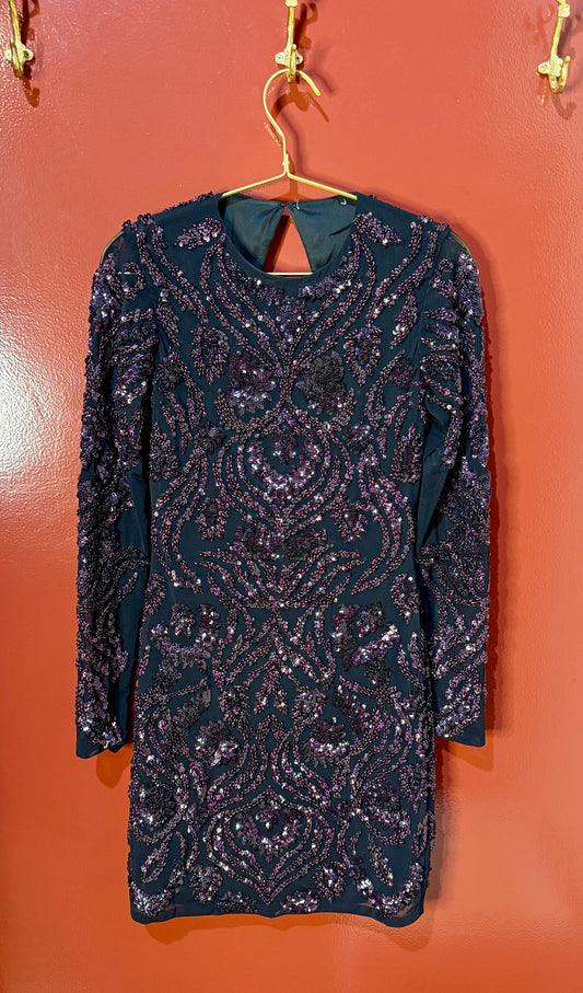 Parker Black/Brown Sequin Dress S