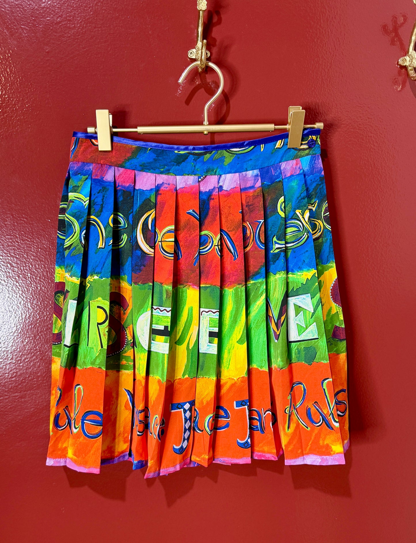 Versace Couture Colorful Pleated Skirt Size: 4