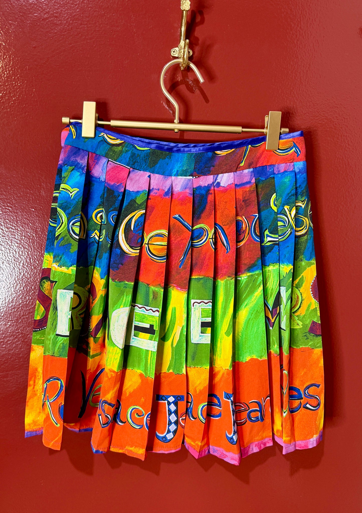 Versace Couture Colorful Pleated Skirt Size: 4