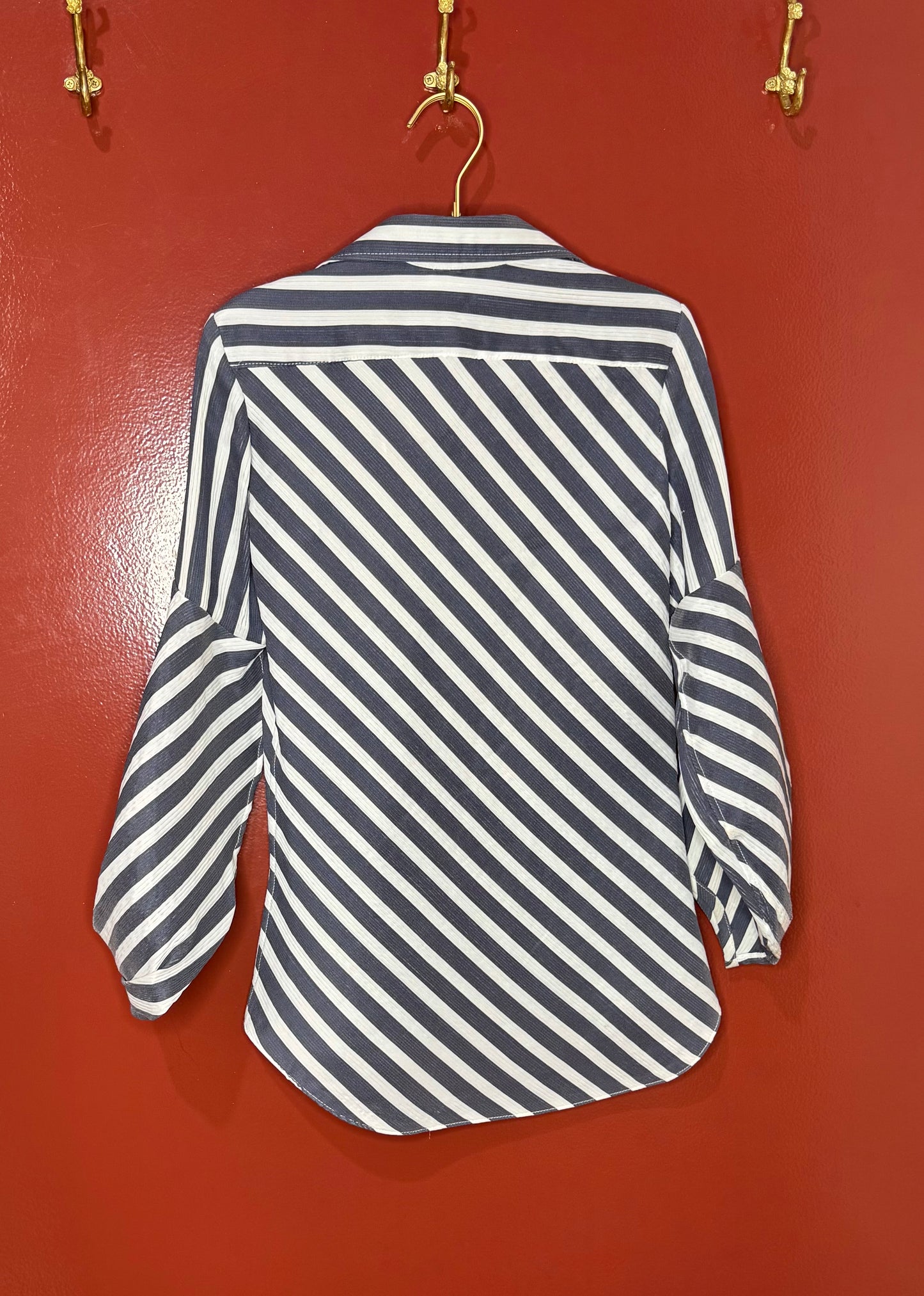 Tish Cox White/Gray Stripe Top S/M