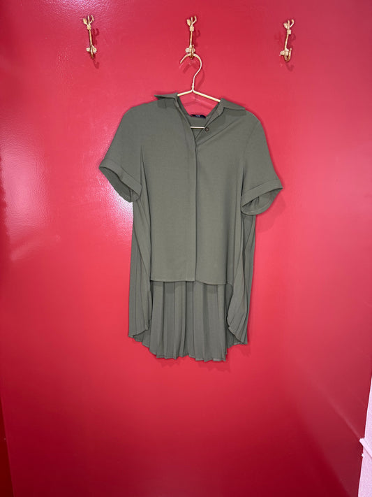 Ruti Olive Green  Short Sleeve Button Down Top XS/S
