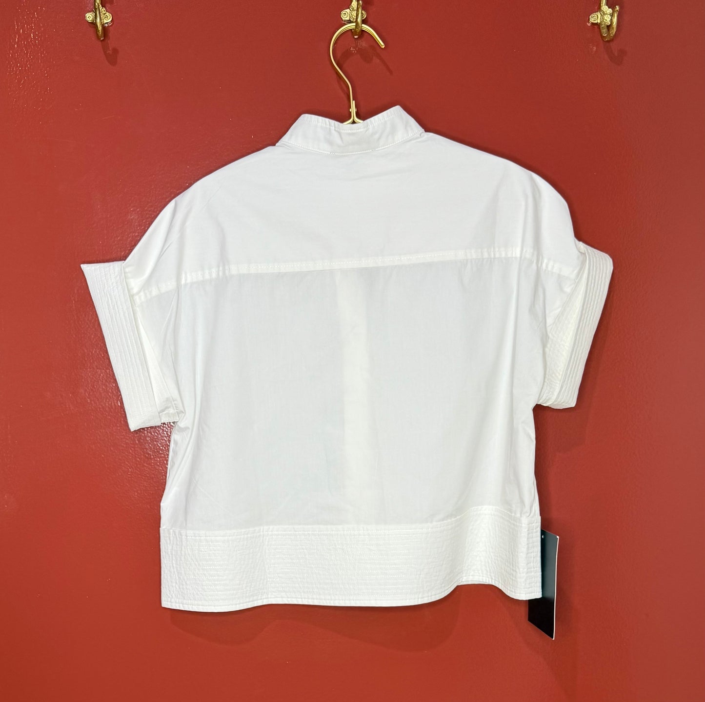 Tuckernuck Boxy White Button Down Crop Top XS