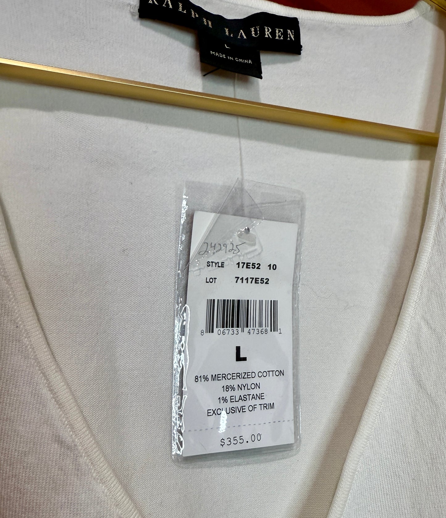 Ralph Lauren Black label V-Neck White/Black Tie Crop Top L