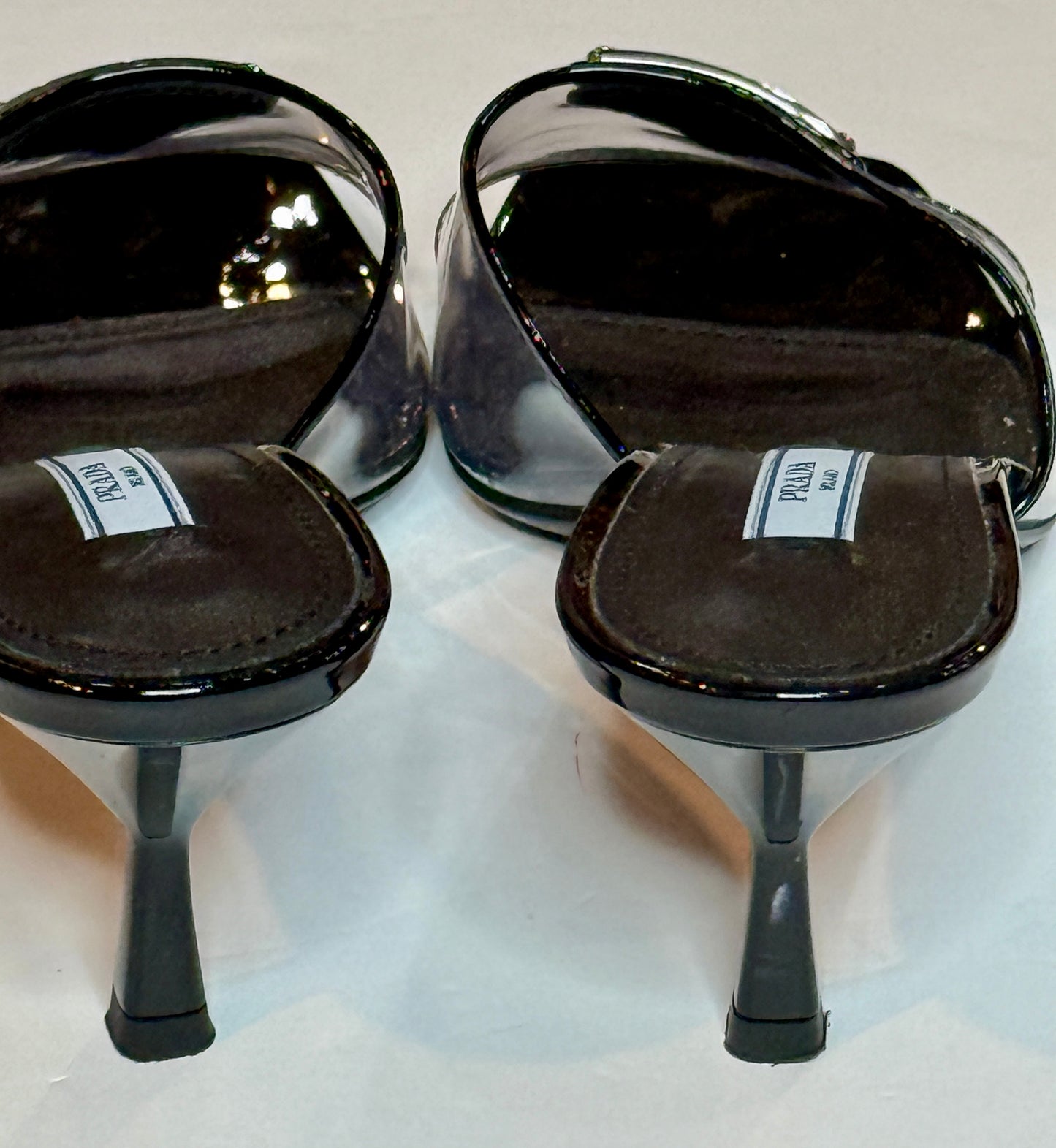 Prada Black Logo PVC Mule 37.5