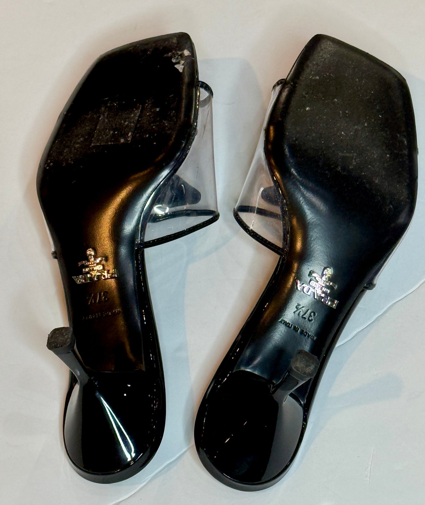 Prada Black Logo PVC Mule 37.5