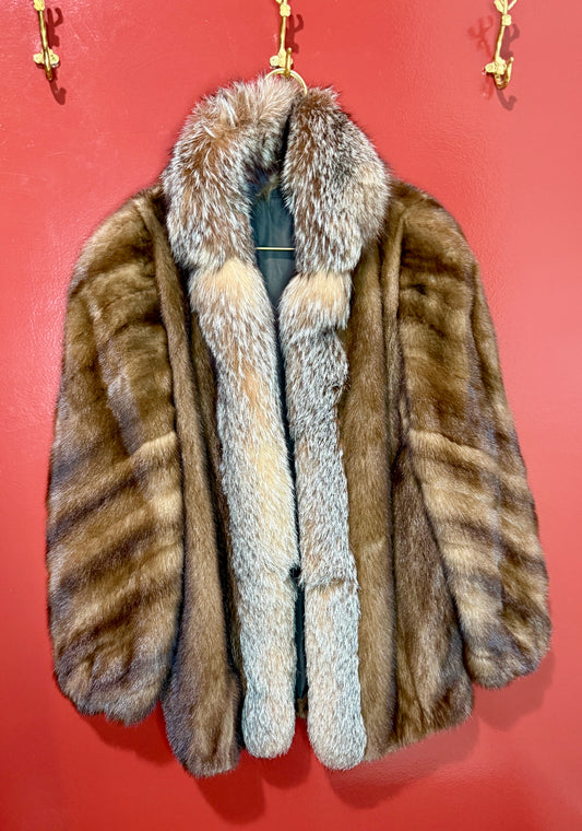 Oscar De La Renta Brown Mink Fur Coat L