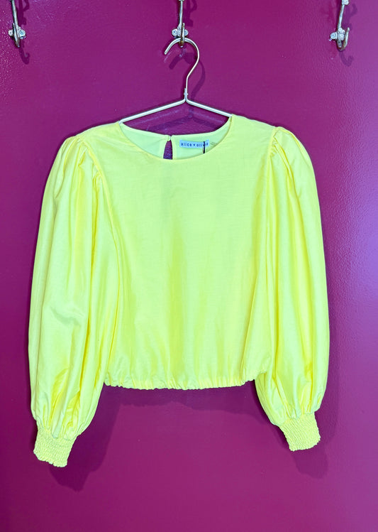 Alice + Olivia Yellow Long Sleeve Blouse L