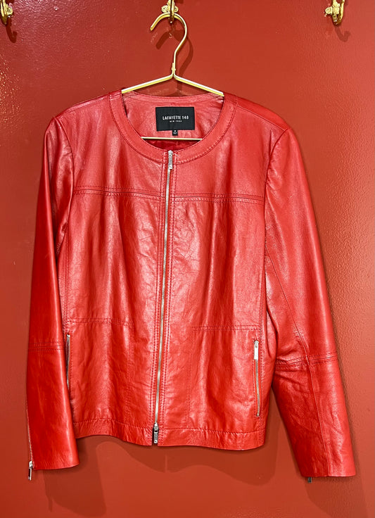 Lafayette 148 Red Leather Jacket 12