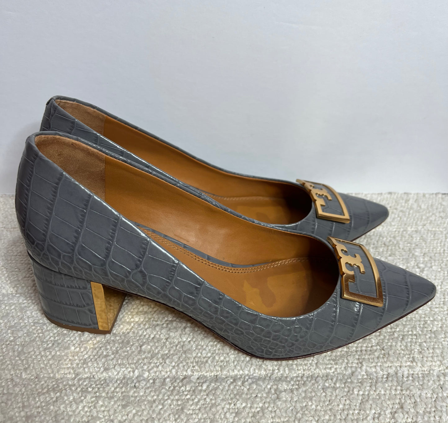 Tory Burch GiGi Croc Block Heels 8.5