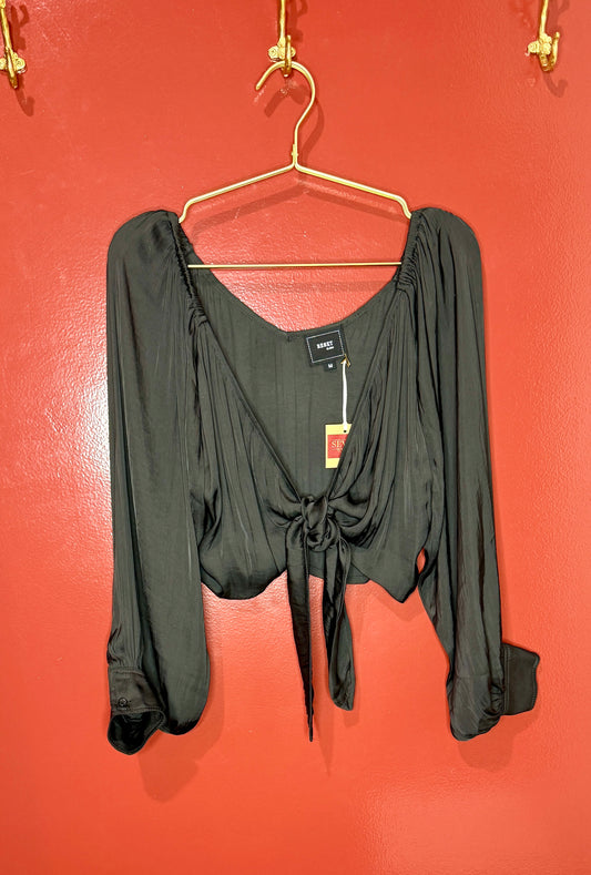 Reset by Jane Long Sleeve Crop Black Top M